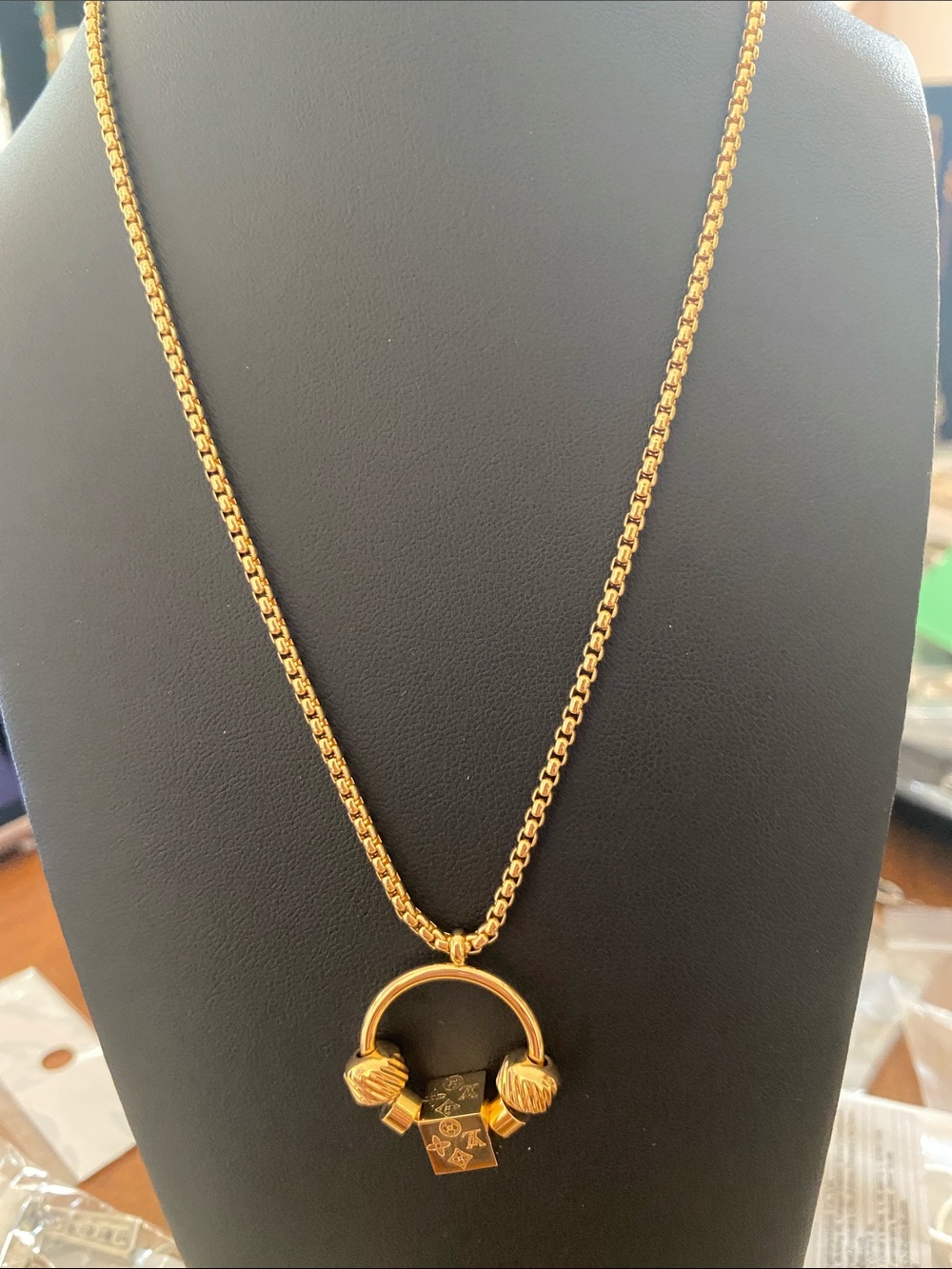 Fashion Jewelry Gold Tone Ring LV Pendant Necklace